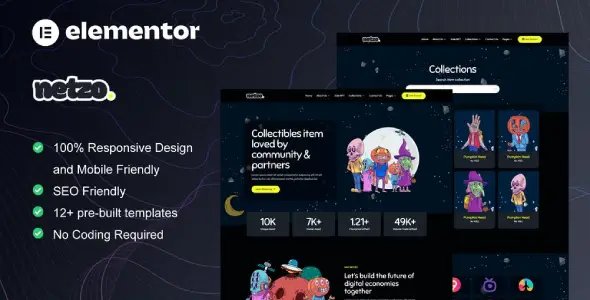 Netzo – NFT Portfolio Elementor Template Kit